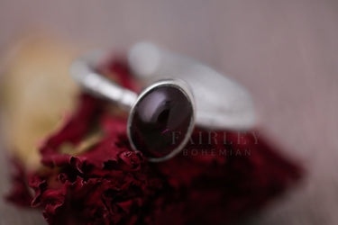 garnet january birthstone silver adjustable ring gift